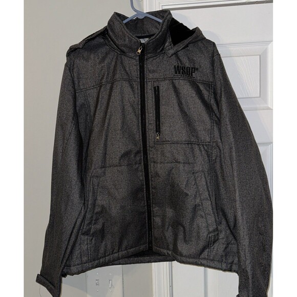 World Series Poker Mens Gray Full Zip Jacket Long Sleeve Size 2XL - Picture 1 of 9